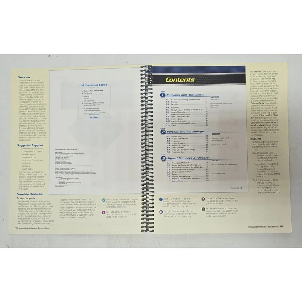 Abeka Intermediate Mathematics Teacher Edition Volume 2 Work-text Spiral Bound